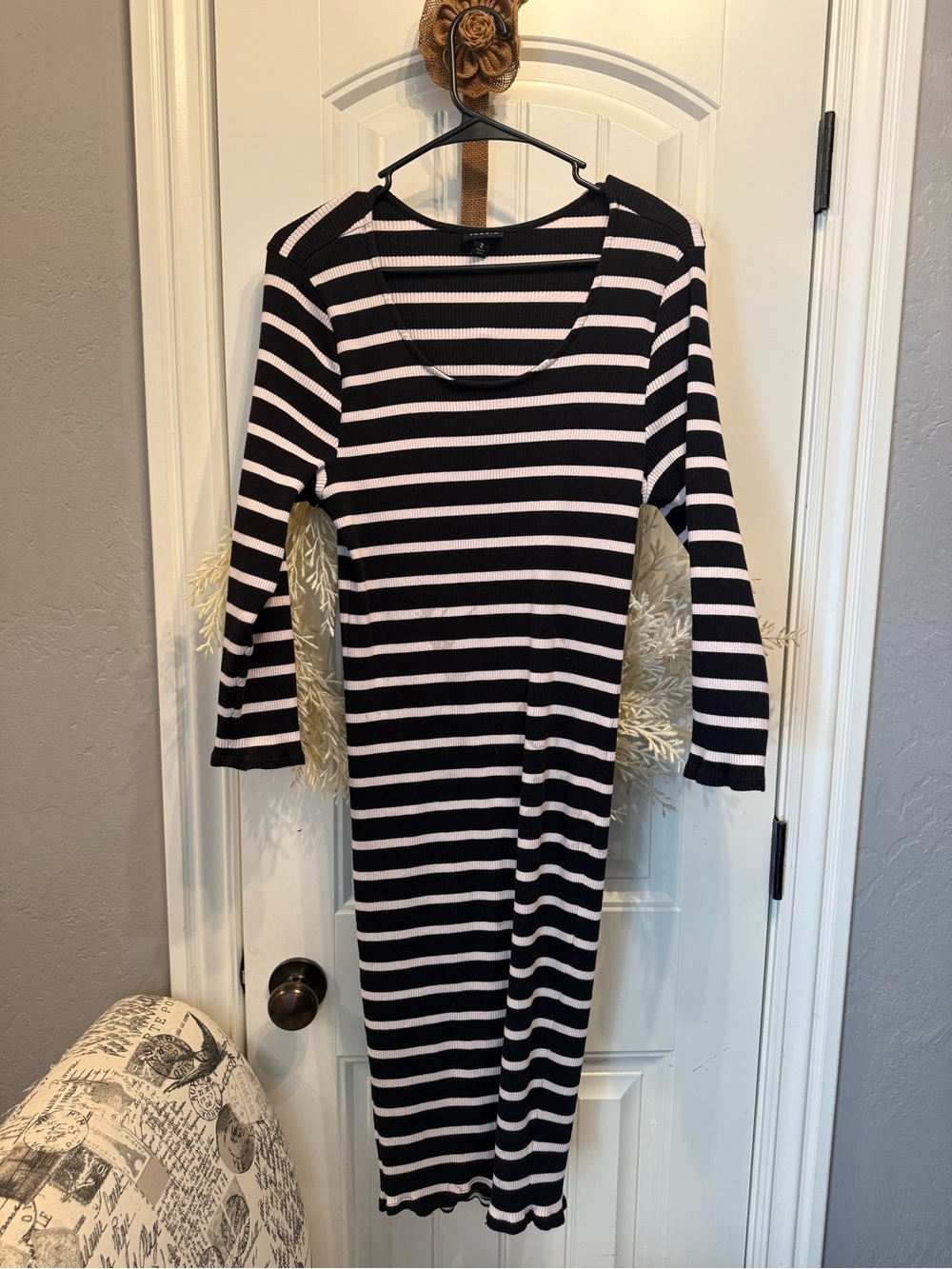torrid Black & cream Striped Ribbed Midi Knit Bodycon Dress